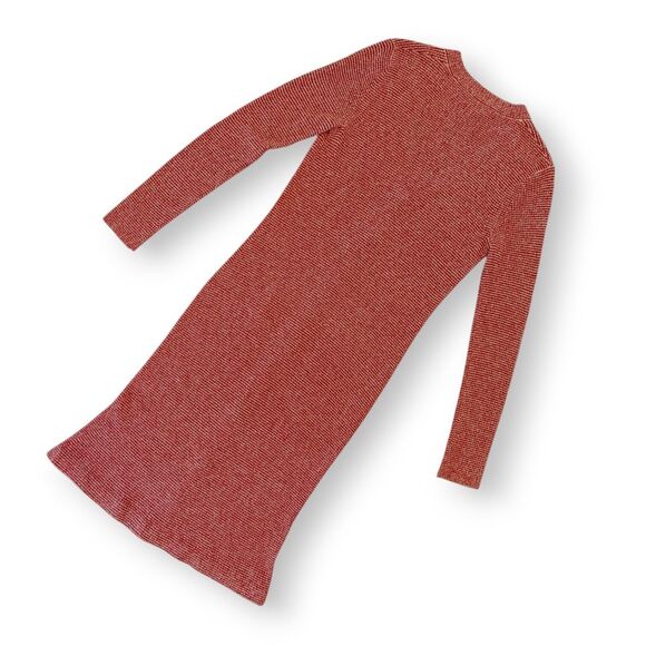 L’AGENCE Galena Long Button Front Knit Duster Cardigan Dress Red/White Wm Sm EUC - Picture 7 of 7